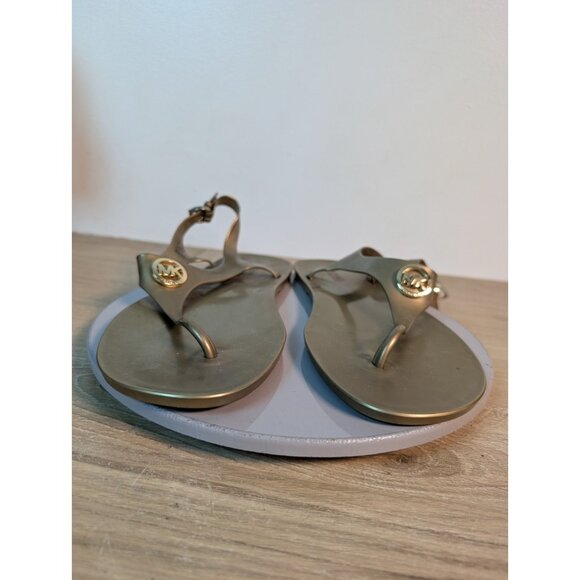 Michael Kors Thong Sandals Gold Slingback Jelly Women's SZ 11 M Summer Designer - Picture 2 of 8